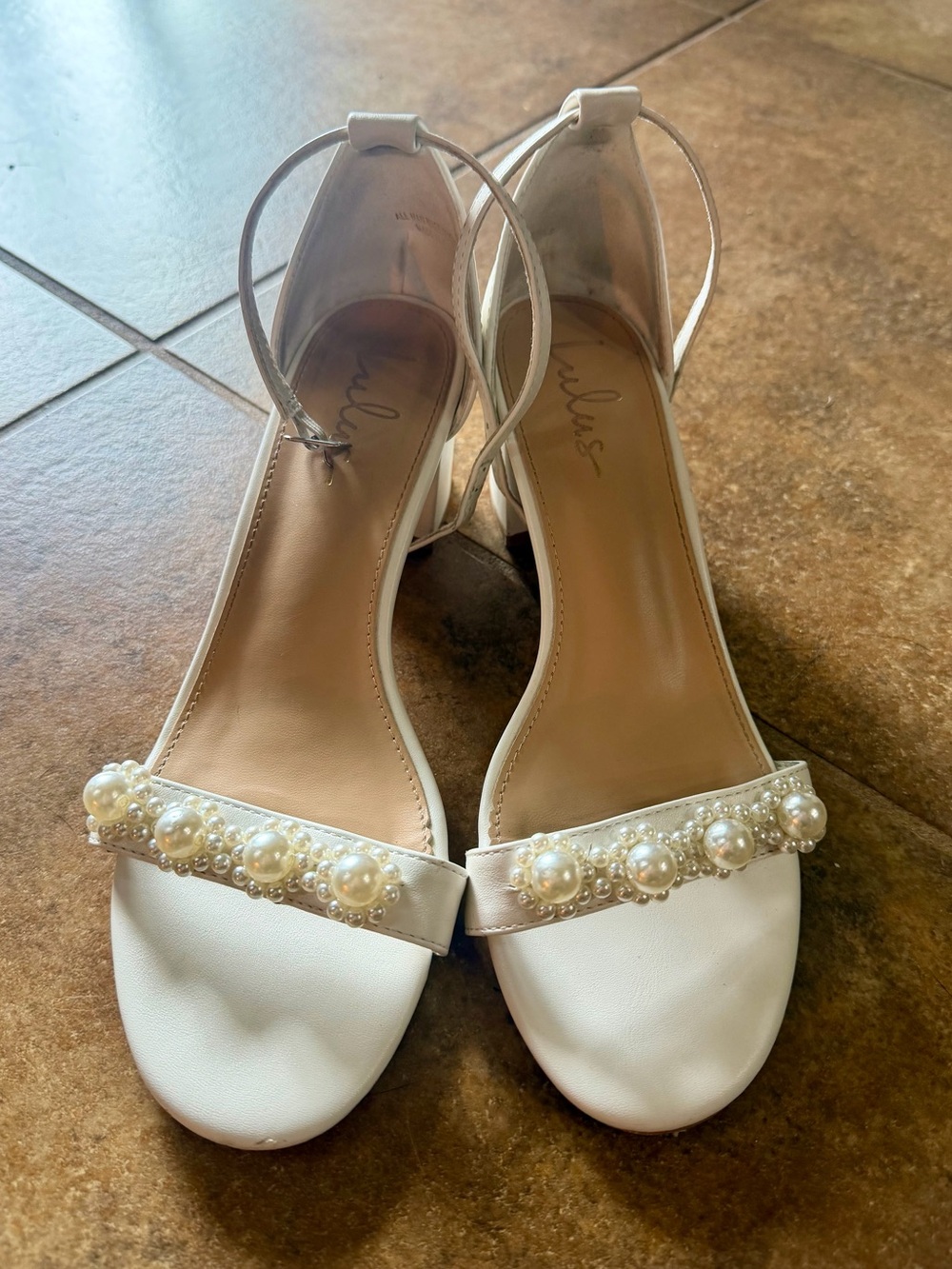 Lulus Kutest White Pearl Ankle Strap Heels